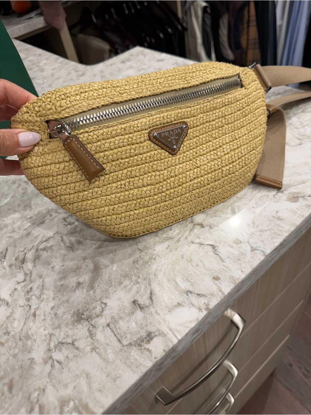 Prada Raffia Woven Belt Bag / Fanny Pack – Natural Tan - Picture 2 of 6